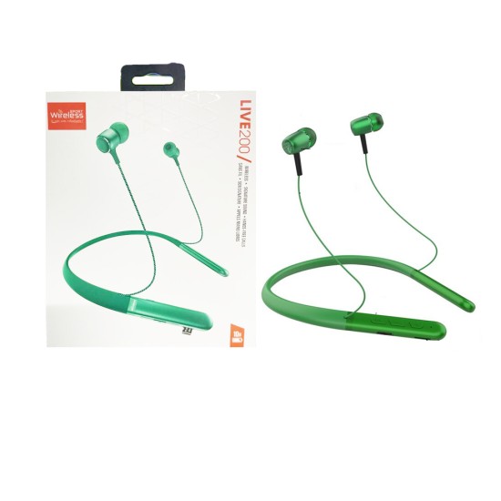 NECK WIRELESS HEADPHONE LIVE200 WITH MICRO SD CARD PORT GREEN